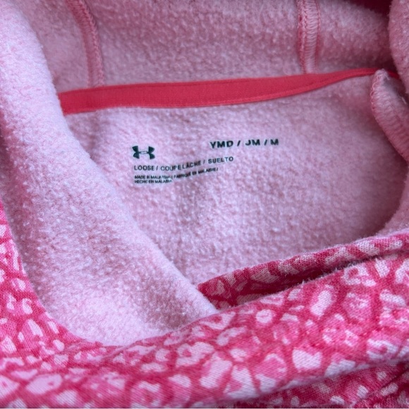 Under Armour Girls Pink Rival Fleece Print Hoodie M - Picture 4 of 6